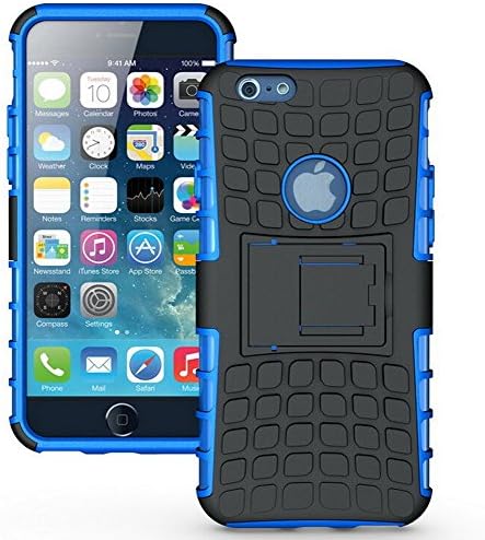 Kingo iPhone 6/6s Case Rugged Heavy Duty Dual Layer with Kickstand (Blue)