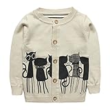 eTree Boys' Girls' Cashmere Cat Pattern Round Collor Cardigan Sweater 3-7 Years
