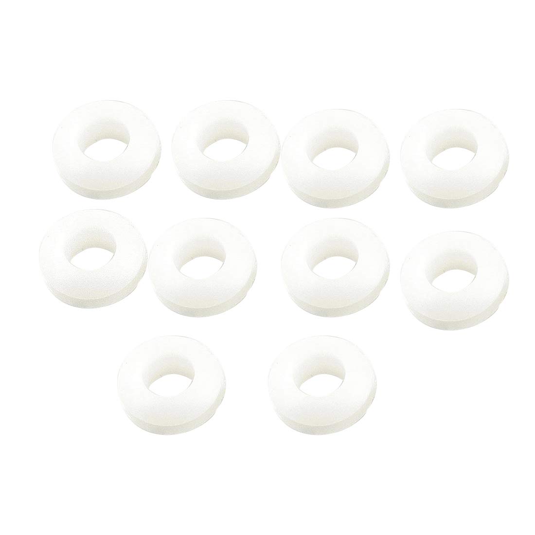 sourcing map 10 Pcs 8mm Inside Diameter Wearing Resistant Rubber Grommets White