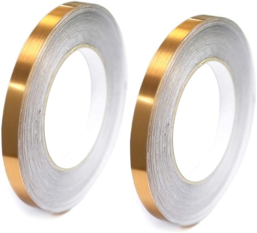 Ceramic Tile Gap Tape, FunDiscount Ground Tile Self Adhesive Stickers Kitchen Bathroom Toilet Wall Floor Sealing Tape Waterproof Mold Proof Sink Basin Sealant Strip (0.5cm x 50m/2pcs Gold)