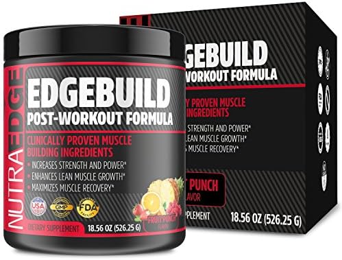 EDGEBUILD Clinically Proven Muscle Building Ingredients, NutraEdge 526G Post Workout Formula, Increases Strength and Power, Enhances Lean Muscle Growth, Maximizes Muscle Recovery, Fruit Punch Flavor.