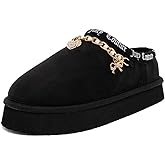 Juicy Couture Women's Cozy Slipper Mule – Plush Indoor Outdoor House Shoe with Memory Foam and Faux Fur Lining