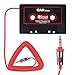Eleshroom Universal Car Audio Travel Cassette Adapter, 3.5mm AUX Audio Music Cassette Tape Player Adapter MP3 Player Converter Compatible with Android Phones, iPad, MP3 Players (Black Red)