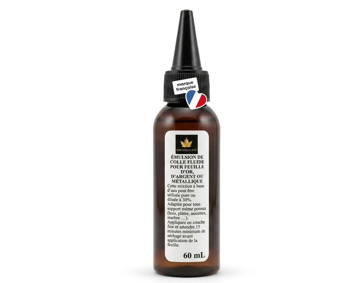 Liquid Glue Emulsion, 60ml, for Gold, Silver, Metallic Leaf