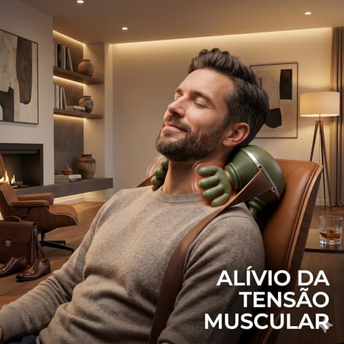 Massageador Cervical e Corporal "Mãozinha" com Aquecimento, 3 Intensidades, Sem Fio, Recarregável USB-C, Alívio e Relaxamento