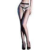 ZCGFKANYU Women's Ultra Sheer Pantyhose Matte Sheer Tights High Elastic Control Top Pantyhose Detachable Pearl Strap