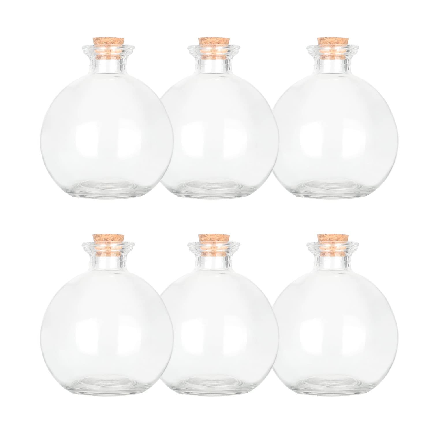 Magic Season Decorative Glass Bottles with Cork Stoppers - 260 ml Potion Bottles (6 Pcs)