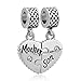 LilyJewelry Heart Love Mom Mother Son Charm Puzzle Dangle Beads For Snake Chain Bracelet