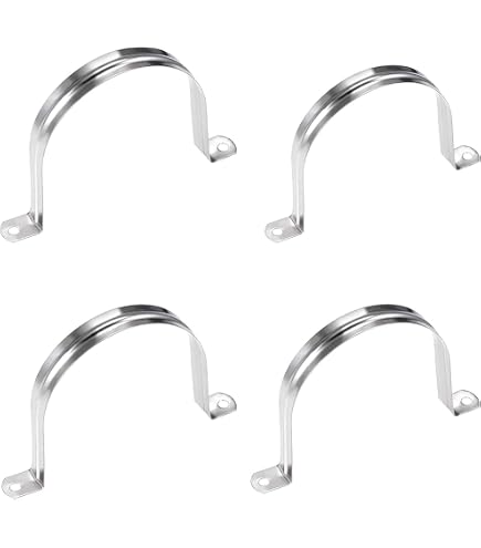 NEETUE 150-Pack M5 Stainless Steel Pipe Strap Clamps – Two-Hole Rigid U Bracket For Pipe, Tube & Cable Fixing, Rustproof 304 Stainless, Silver