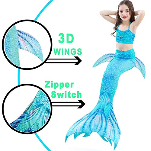 image for iGeeKid Garlagy 3 Pcs Girls Swimsuit Mermaid for Swimming Bikini Set S