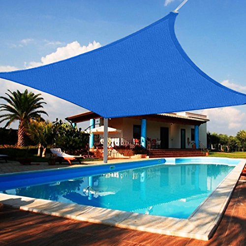 Peaktop 98% UV Block 24x24 Ft Square Sun Shade Sail Canopy Sun Shelter Perfect for Outdoor Patio Garden Swimming Pools Blue