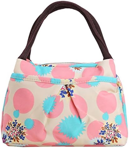 ZXKE Colorful Love Hearts and Candies Print Women Handbags Lunch Bag Tote (Pink Circles)