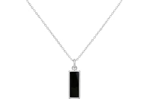 Healing Crystal Black Onyx Pendant Necklace 925 Sterling Silver Handmade Bezel Set Dainty Minimalist Necklace for Women Bague