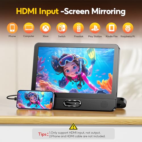Arafuna 12 Inch Car DVD Player with AV, HDMI, Portable DVD Player Car Child, Car Screen Headrest, Support USB/TF 128GB, Video 1080P