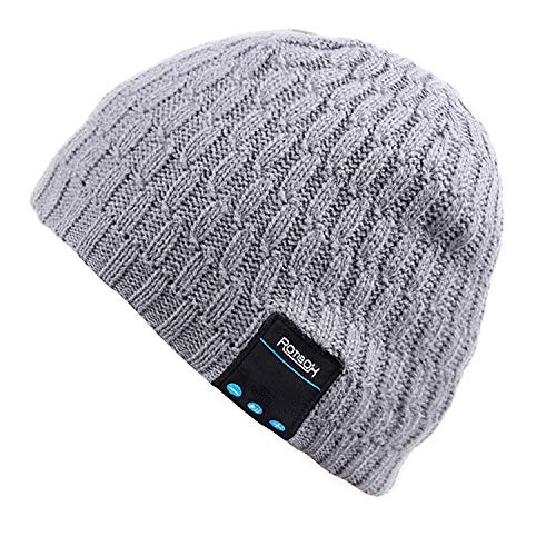 Mydeal Bluetooth Beanie Hat Slouchy Knit Skully Beanie Cap with Wireless Bluetooth Headphone Headset Earphone Music Audio Hands-Free Phone Call for Winter Sports Fitness Gym Exercise Workout - Gray