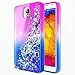 Galaxy Note 3 Case w/ [Tempered Glass Screen Protector], NageBee Glitter Liquid Quicksand Flowing Shiny Sparkle Bling Luxury Clear Cute Case for Samsung Galaxy Note 3 / Note III N9000 (Purple/Blue)