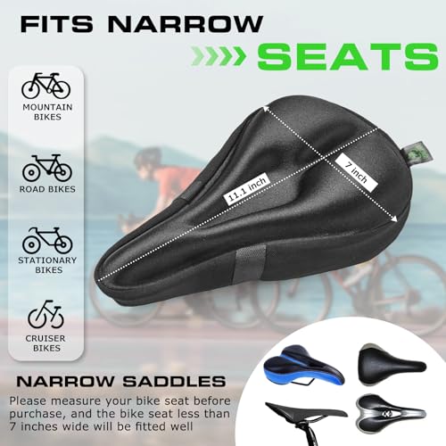 Zacro Bike Seat Cushion Cover - Gel Padded Bike Seat Cover for Men Women, Extra Soft Exercise Bicycle Seat Compatible with Peloton, Outdoor & Indoor