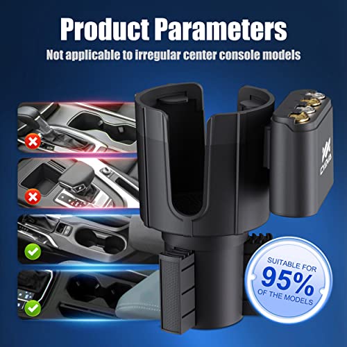 Car Cup Holder Expander with Coin Holder, Offset Adjustable Base Compatible with Yeti 20/36/46oz, Hydro Flasks 32/40oz, Fits Most Cup Holder, Diameter Bottles in 3.4