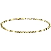 PORI JEWELERS 10K Yellow Gold 3.5MM Curb/Cuban Chain Bracelet or Necklace, For Men and Women, Unisex Gold Jewelry