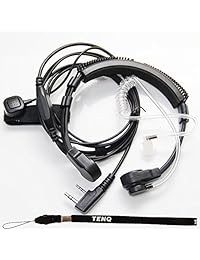 1 X Micrófono de garganta flexible Micrófono secreto Tubo acústico Auricular Auricular con dedo PTT para Kenwood Pro-Talk XLS TK Radio de dos vías Walkie Talkie 2 pines