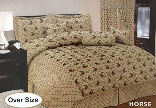 Western Horse Cowboy Design Luxory Comforter 7 Piece Bedding Set - Jaquard (Oversize King)