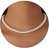 Pearl Choker Necklaces for Women - 4MM 6MM 8MM White/Pink Pearl Necklace Dainty Wedding Bridesmaid Bridal Jewelry Gifts