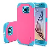 S6 Case, Tauri [Dual Layer] Samsung Galaxy S6 Slim Hybrid Armor Case [Slim Thin] TPU Rubber Cover + Premium Hard PC Outer Shell Cover for Samsung Galaxy S6 - Verizon, AT&T, Sprint, T-Mobile, International, and Unlocked (Armor Case/Hot Pink)