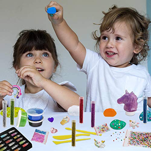 Motiloo DIY Unicorn Crystal Slime, Kit Arts and Crafts Toys for Girls Boys Kids Age 4+ DIY Slime Making Kit Clear Slime Supplies for Kids Art Craft