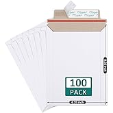 Eupako 100 Pack 6x8 Photo Document Mailer White Stay Flat Self-Seal Cardboard Envelopes for CDs, Pictures, Documents, 6.25 x 8.25 Inches