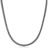 PDTJMTG 925 Sterling Silver Franco Chain 2MM 3MM Foxtail Chain Necklace for Men Women 18, 20, 22, 24, 26 Inch