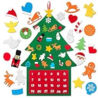 Kyrieval Christmas Countdown Calendar Felt Christmas Tree Advent Calendar with 24Pcs Ornaments for Kids