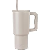 Simple Modern 30 oz Trek Tumbler with Handle and Straw Lid | Cup Holder Friendly Insulated Stainless Steel Travel Mug | Almond Birch