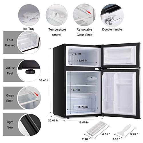 Antarctic Star Compact Mini Refrigerator Separate Freezer, Small Fridge