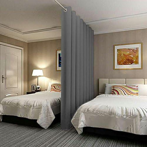 ChadMade Premium Heavyweight Room Divider Curtain in Grey 12.5ft Wide x 8ft Height