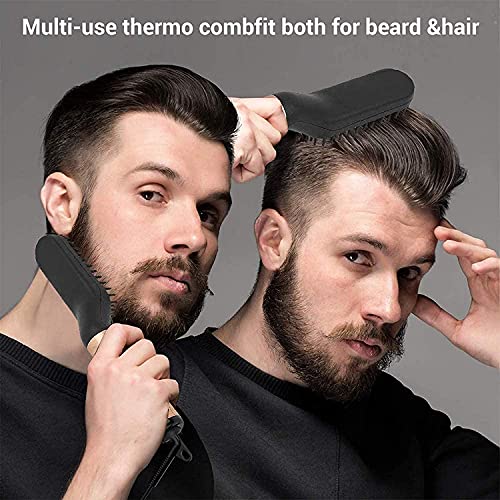 Bartglätter Bürste für Männer,Elektrische multifunktionale Bartbürste,Bürste Kamm Haar Glätter,180 ° C-200 ° C einstellbare Temperatur ,Haarpflege Verbrühschutz ,360 ° drehbares Kabel