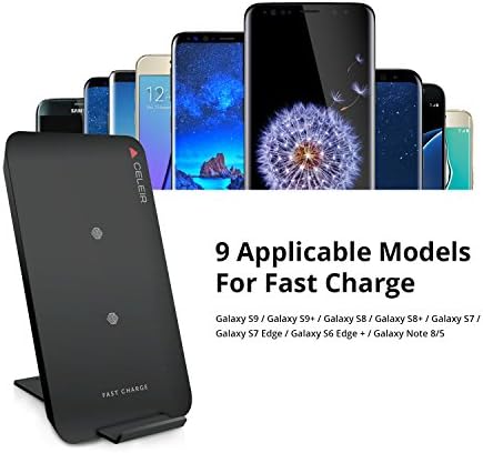 Celeir Qi FastWireless Charger Pad Stand with 2 Coils 10W for Galaxy S9 S9 Plus Note 8 S8 Plus S8 S7 S7 Edge S6 Edge Plus Note 5 and Standard Charge for iPhone 8 iPhone 8 Plus iPhone X(Fashion Design)