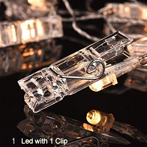 Mumu Sugar Waterproof 40 LED Photo Clips String Lights,8 Lighting Modes,String Lights for Indoor/Outdoor Decorate,Fairy Lights for Hanging Pictures,Cards and Artwork(16.4 Ft,Warm White)