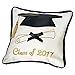 Collections Etc Class of 2017 Graduation Pillow with Zipped Pocket to Hold Money/Gift Card, White