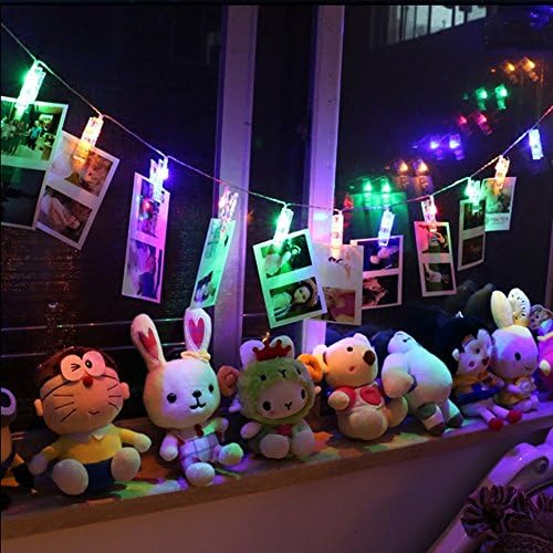 TYHY LED Photo Clip String Lights,20 Photo Clips, 3 Meter/10Feet, Multi-color, Plug Powered, Perfect for Hanging Pictures, Notes, Artwork.