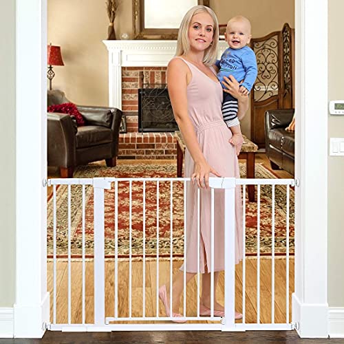 RuiHhome Auto Close Safety Baby Gate, Maximum Width is 143cm Including 10 20 30cm Extension Rack, Dog Gate for Stairs，Extra Wide Child Gate