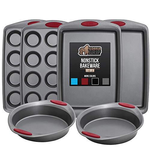 Gorilla Grip Original Kitchen Bakeware Sets, 6 Piece Baking Set with