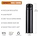 HIWILL Double Walled Vacuum Insulated Travel Coffee Mug, Stainless Steel Flask, Sports Water Bottle, 380ML,13 OZ, Black