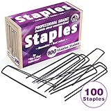100 6-Inch Garden Landscape Staples Stakes Pins - USA Strong Pro Quality Built to Last. Weed Barrier Fabric, Ground Cover, Soaker Hose, Lawn Drippers, Irrigation Tubing, Wireless Invisible Dog Fence (Lawn &amp; Patio)