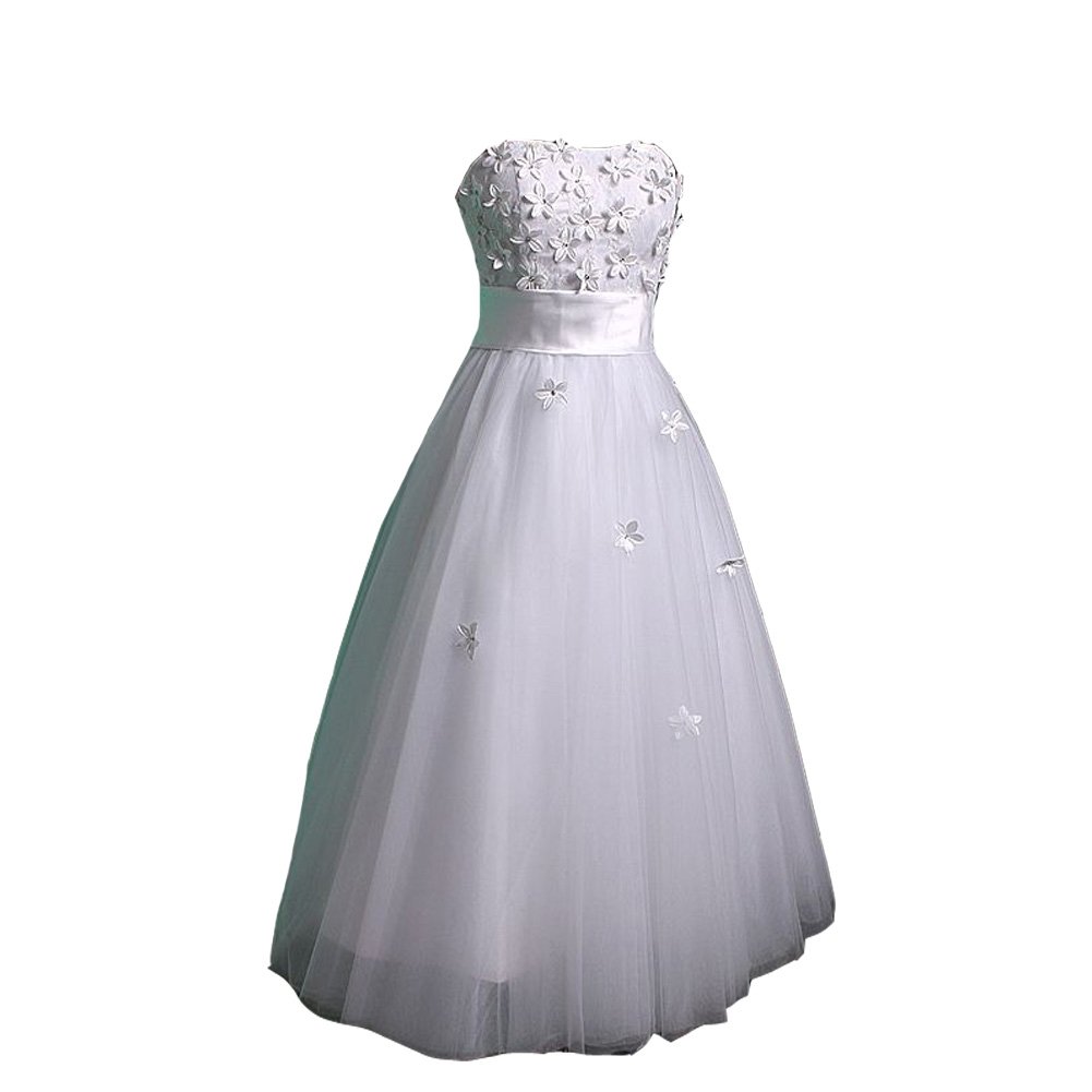 Kivary Women's White Lace Floral Tulle Short Tea Length Beach Bridal ...