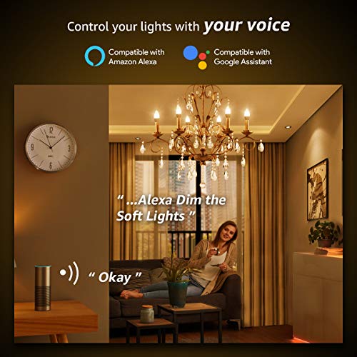 LE-Bombilla-Inteligente-E14-Bombiilla-WiFi-380-lm-Blanco-Ajustable-2700K-6500K-Funciona-con-Alexa-y-Google-Home-Bombilla-Vela-45W-40W-Smart-Bulb-Control-de-Voz-para-Familia-Paquete-de-2