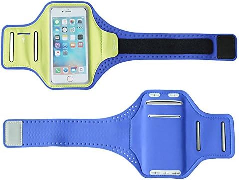 Odowalker Sports Arm Band Strap Cell Phone Holder Case with Key and Card Slot for iPhone 7/7Plus iPhone 6 6S Plus 5S 5C SE iPod Touch Samsung Galaxy S7 S6 S5 (Blue, For 4.7" and Under)