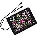SuoSuo Jewelry Roll,Travel Jewelry Roll Bag,Black Silk Embroidery Brocade Jewelry Organizer Case with Tie Close
