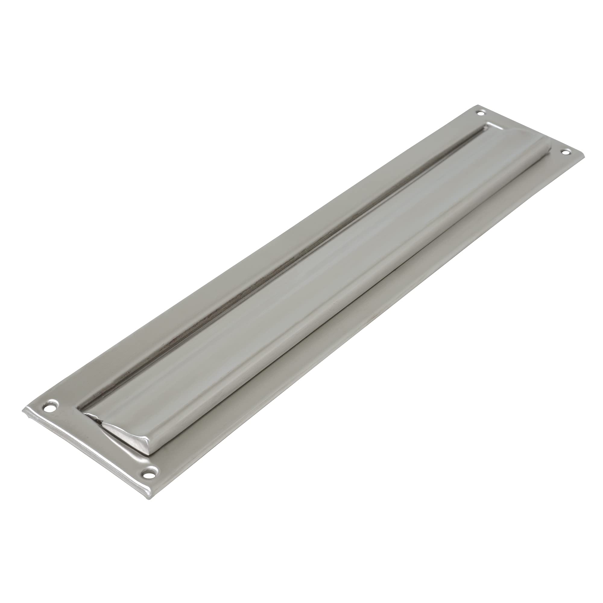 Amig - Mail Slot Stainless Steel Silver Mod. 2 - Flap for Walls or Doors - Letter Collector with Stainless Steel Cover - 342 x 73 mm - Slot Size: 312 x 43 mm - Silver Color - Letter Slot