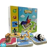 Monopril 68pcs Animals Flash Cards Fancy Zoo Fun Education Animals Augmented Reality 4D AR Learning Cards Magical Animal Interactive Educational Game with 13 Languages for 3 Years and up Kids