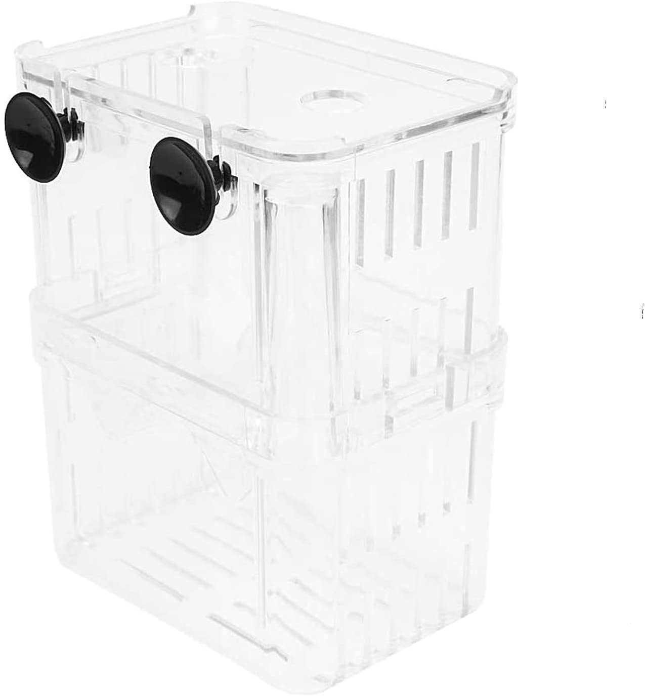 CENPEK 2Pcs Fish Breeder Box Hatching Incubator Isolation Box Self-Floating Transparent for Guppies Baby Fish Hatchery Tank